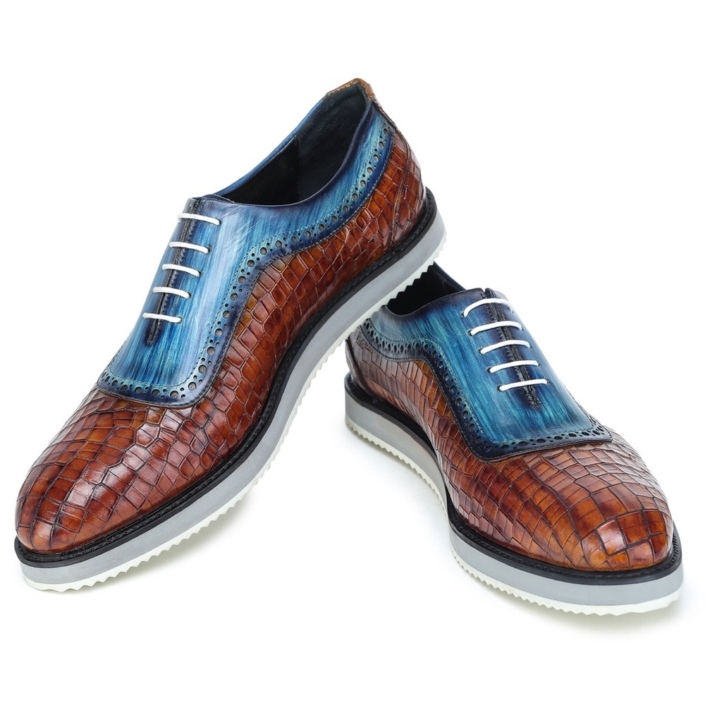 Lethato Oxford Croc Sneakers 'Brown, Blue', Size: 10 Currently Selling $230